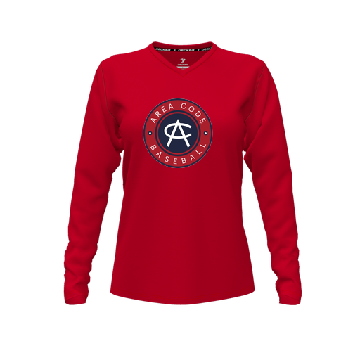 [FTLVCFRD-FYXS-LOGO1] Comfort T-Shirt (Female Youth XS, Red, V Neck, Logo 1, Long Sleeve)